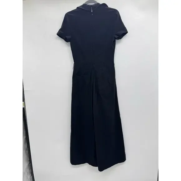 Maeve by Anthropologie The Colette Wrap Jumpsuit Sz 6 Black Wide Leg *No Belt - Picture 5 of 16